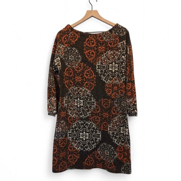 Aryeh Anthoropologie Moroccan Arabesque Sweater Dress Size XL Brown Orange - Picture 2 of 8